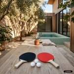 Lot de 2 raquettes et 3 balles pour table de ping pong, sport tennis de table, kit de ping pong noir ...