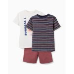 Lot de 2 t - shirts et 1 short en coton bleu fonc�