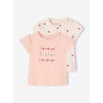 Lot de 2 t - shirts basics b�b� manches courtes rose p�le