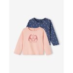 Lot de 2 t - shirts bb manches longues rose ple
