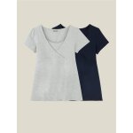 Lot de 2 t - shirts cache - coeur grossesse et allaitement lot marine / gris