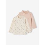Lot de 2 t - shirts col roul bb rose ple
