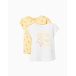 Lot de 2 t - shirts en coton avec imprim�s d'�t� jaune clair