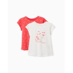 Lot de 2 t - shirts en coton avec imprim�s d'�t� rose