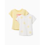 Lot de 2 t - shirts en coton avec imprim�s �toiles de mer jaune clair