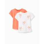 Lot de 2 t - shirts en coton avec imprim�s �toiles de mer orange sombre
