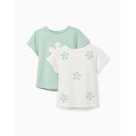 Lot de 2 t - shirts en coton avec imprim�s �toiles de mer vert clair
