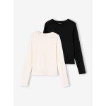 Lot de 2 t - shirts cropped manches longues fille noir