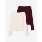 Lot de 2 t - shirts en c�tes fille bordeaux