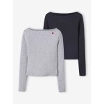 Lot de 2 t - shirts en c�tes fille gris chin�