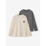 Lot de 2 t - shirts gar�on oversize effet d�lav� �cru