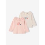 Lot 2 t - shirt manches longues collerette rose p�le