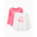 Lot de 2 t - shirts � manches longues et imprim�s blanc