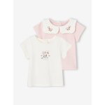 Lot de 2 t - shirts naissance en coton biologique rose