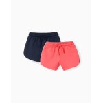 Lot de 2 shorts en coton avec cordon de serrage rose