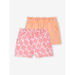 Lot de 2 shorts fille corail