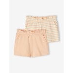 Lot de 2 shorts fille molleton lger abricot