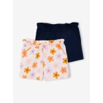 Lot de 2 shorts fille molleton l�ger marine
