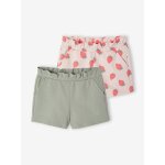 Lot de 2 shorts fille molleton l�ger vert d'eau