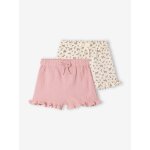 Lot de 2 shorts naissance 1 uni + 1 imprim� rose