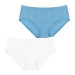 Lot de 2 slips fille sans couture c�tel�s blanc - bleu niagara