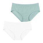 Lot de 2 slips fille sans couture c�tel�s blanc et bleu nuage