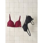 Lot 2 soutiens - gorge dentelle brod�e avec armatures grossesse et allaitement bordeaux