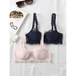 Lot de 2 soutiens - gorges en dentelle marine / rose