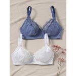 Lot de 2 soutiens - gorge grossesse coton biologique et dentelle blanc
