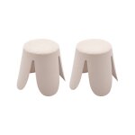 Lot de 2 tabourets empilables enfant polypropyl�ne et bouclette textur�e - niki kids beige