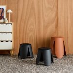 Lot de 2 tabourets empilables enfant polypropyl�ne et bouclette textur�e - niki kids noir