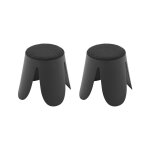 Lot de 2 tabourets empilables enfant polypropyl�ne et bouclette textur�e - niki kids noir