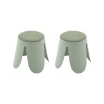 Lot de 2 tabourets empilables enfant polypropyl�ne et bouclette textur�e - niki kids vert c�ladon