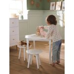 Lot 2 tabourets et table fleurs blanc