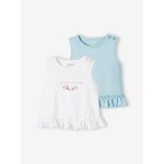 Lot de 2 tee - shirts bb  volants bleu ciel
