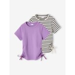 Lot 2 tee - shirts � liens coulissants fille violet