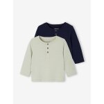 Lot 2 tee - shirts tunisiens basics bb manches longues vert de gris