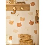 Lot de 20 stickers oursons et nuages beige