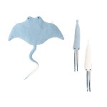 Lot 3 animaux oc�an raie + mini pulpes light blue and white