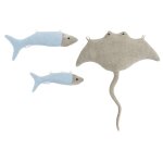 Lot 3 animaux oc�an raie + poissons grey and light blue