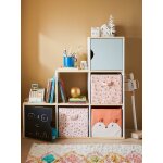 Lot de 3 bacs de rangement renard fleurs rose Lot de 3 bacs de rangement renard fleurs rose
