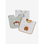 Lot de 3 bavoirs animaux � enfiler �cru