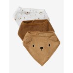 Lot de 3 bavoirs bandanas en ponge et gaze de coton caramel