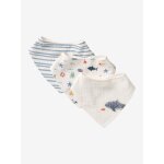 Lot 3 bavoirs bandanas en gaze de coton bord de mer