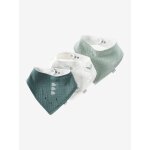 Lot 3 bavoirs bandanas en gaze de coton broceliande