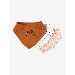 Lot 3 bavoirs bandanas en gaze de coton / �ponge lovely leo