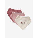 Lot 3 bavoirs bandanas en gaze de coton / ponge rose grenier