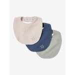 Lot de 3 bavoirs naissance en gaze de coton lot bleu