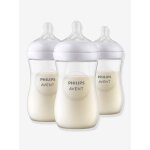 Lot de 3 biberons 260 ml philips avent natural response transparent