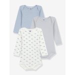 Lot 3 bodies baleines b�b� manches longues blanc